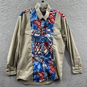 Roper Womens Patchwork Western Shirt XL Americana Ranch Rodeo Statement Heritage